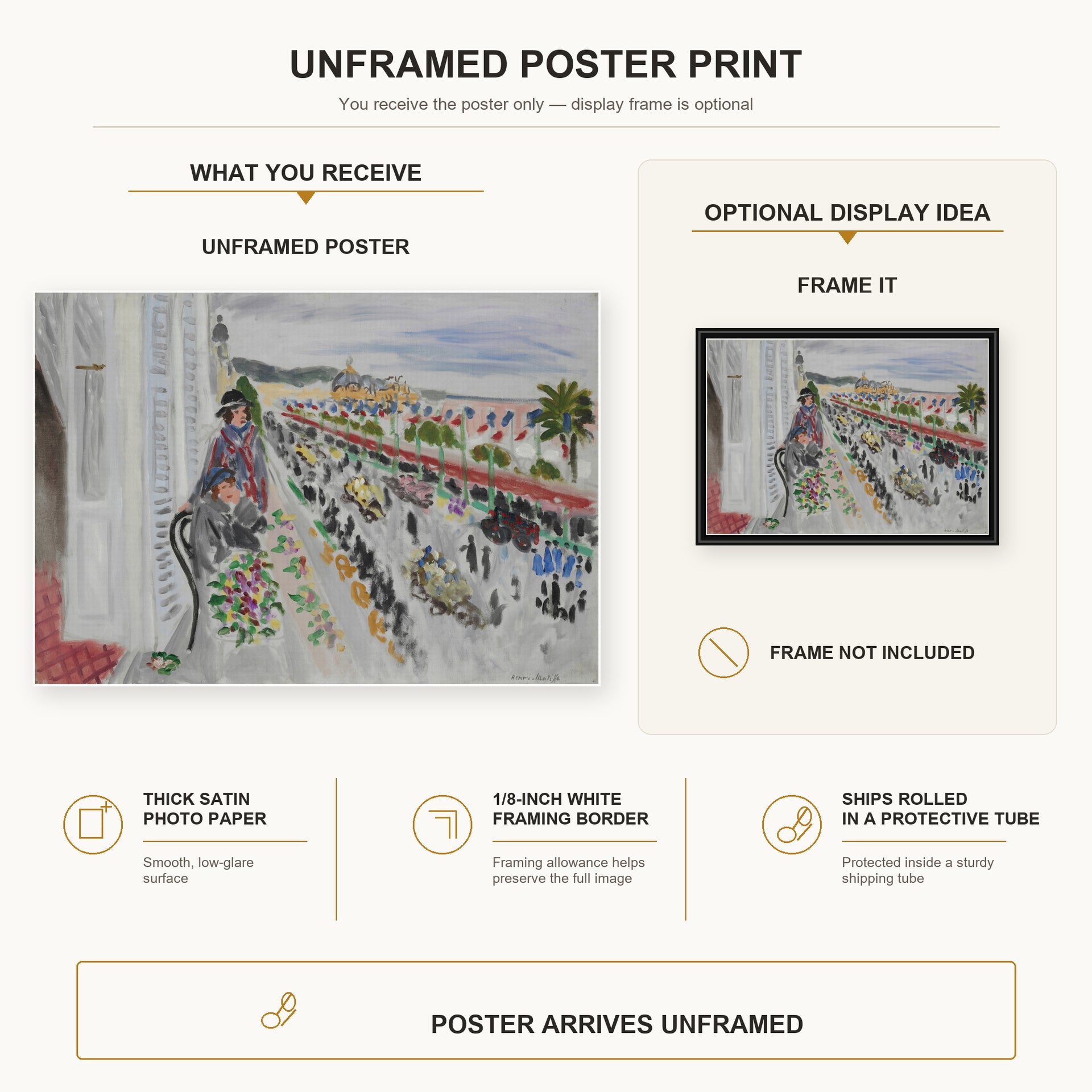 Henri Matisse - Festival of Flowers poster print size comparison display infographic