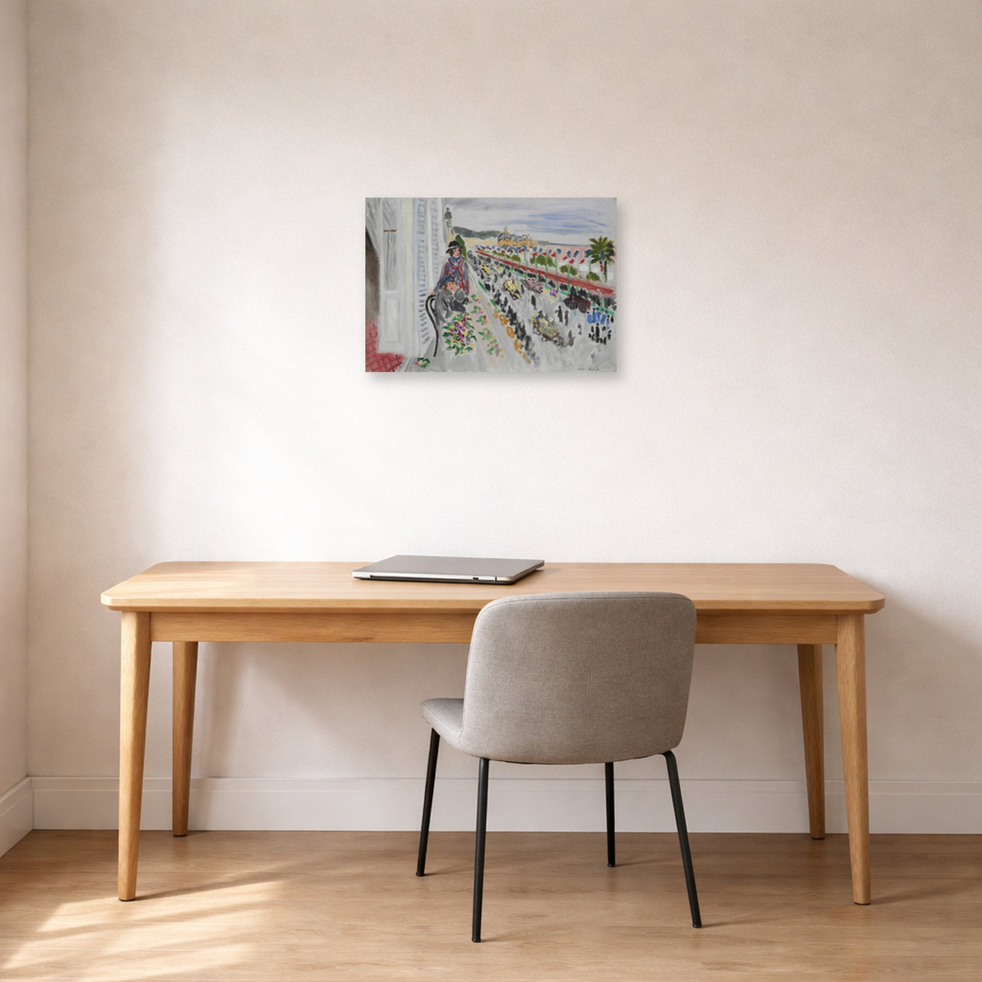 Unframed poster print of Henri Matisse's Festival of Flowers displayed in a home office