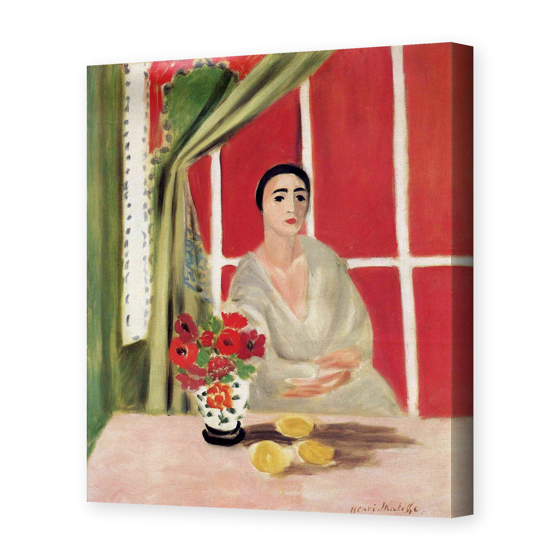 Henri Matisse's Figure at the Rideau Releve painting reproduced as a gallery-wrapped canvas print