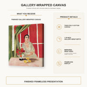 Henri Matisse - Figure at the Rideau Releve gallery wrap canvas construction and hanging details infographic