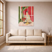 Unframed poster print of Henri Matisse's Figure at the Rideau Releve displayed in a living room, view 1