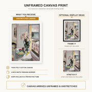 Henri Matisse - Flowers in front of a Window canvas print size comparison and framing display infographic