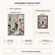 Henri Matisse - Flowers in front of a Window poster print size comparison display infographic