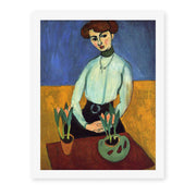 Henri Matisse's Girl with Tulips painting reproduced as a rolled canvas print