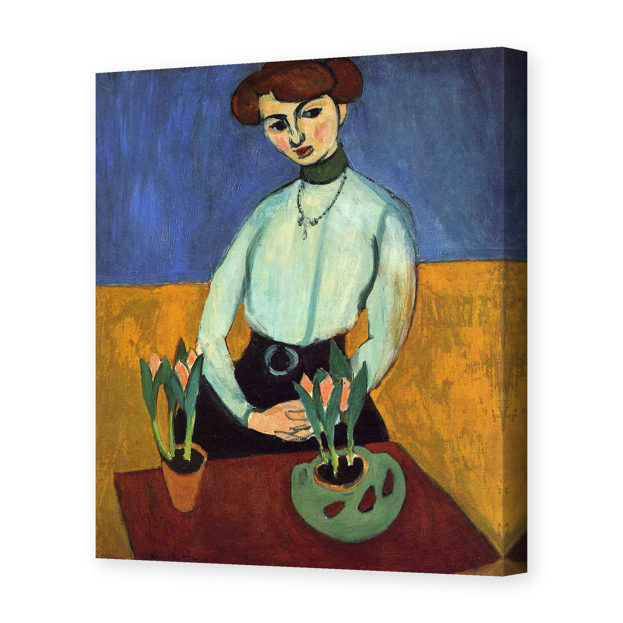 Henri Matisse's Girl with Tulips painting reproduced as a gallery-wrapped canvas print