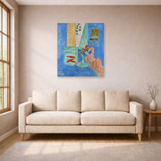 Unframed poster print of Henri Matisse's Goldfish and Sculpture displayed in a living room, view 1