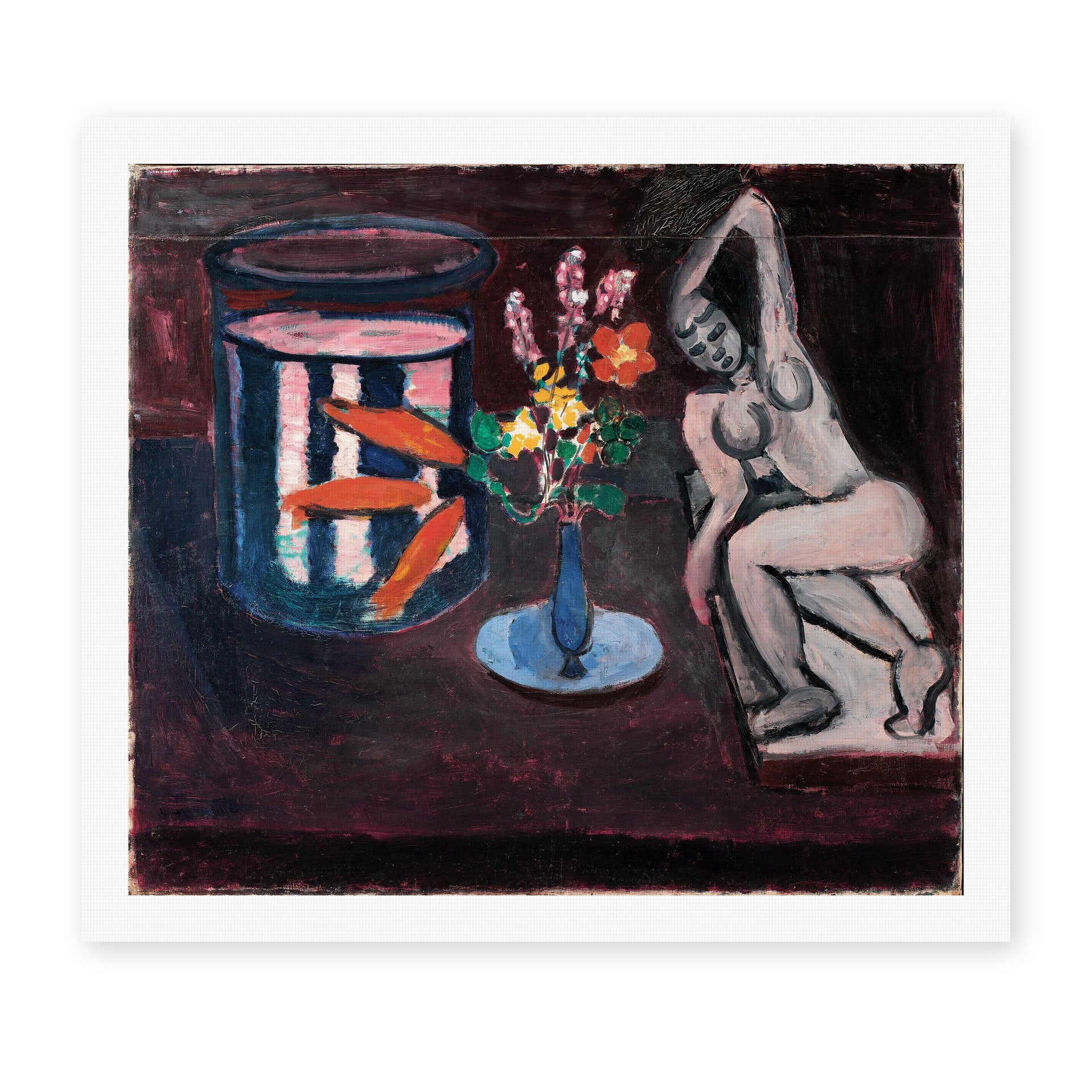 Henri Matisse's Goldfish painting reproduced as a rolled canvas print