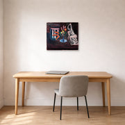 Unframed poster print of Henri Matisse's Goldfish displayed in a home office
