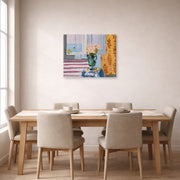 Gallery-wrapped canvas print of Henri Matisse's Green Vase hanging on a dining room wall