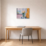 Gallery-wrapped canvas print of Henri Matisse's Green Vase hanging in a home office