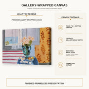 Henri Matisse - Green Vase gallery wrap canvas construction and hanging details infographic