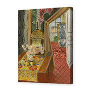 Henri Matisse's Interior, Flowers and Parakeets painting reproduced as a gallery-wrapped canvas print