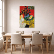 Gallery-wrapped canvas print of Henri Matisse's Interior with Black Fern hanging on a dining room wall