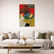 Gallery-wrapped canvas print of Henri Matisse's Interior with Black Fern hanging in a living room, view 2