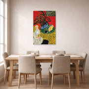 Unframed poster print of Henri Matisse's Interior with Black Fern displayed on a dining room wall