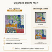 Henri Matisse - Interior with Dog canvas print size comparison and framing display infographic