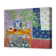 Henri Matisse's Interior with Dog painting reproduced as a gallery-wrapped canvas print