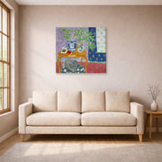 Gallery-wrapped canvas print of Henri Matisse's Interior with Dog hanging in a living room, view 1