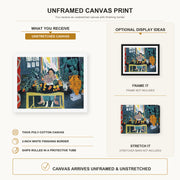 Henri Matisse - Interior with Etruscan Vase canvas print size comparison and framing display infographic