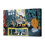 Henri Matisse's Interior with Etruscan Vase painting reproduced as a gallery-wrapped canvas print
