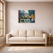 Gallery-wrapped canvas print of Henri Matisse's Interior with Etruscan Vase hanging in a living room, view 1