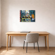 Gallery-wrapped canvas print of Henri Matisse's Interior with Etruscan Vase hanging in a home office