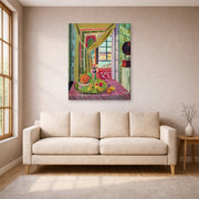 Gallery-wrapped canvas print of Henri Matisse's Interior with Phonograph hanging in a living room, view 1