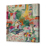 Henri Matisse's Interior with a Girl Reading painting reproduced as a gallery-wrapped canvas print
