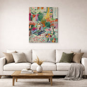 Gallery-wrapped canvas print of Henri Matisse's Interior with a Girl Reading hanging in a living room, view 2