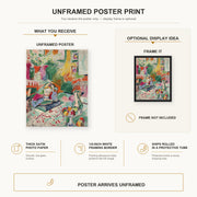 Henri Matisse - Interior with a Girl Reading poster print size comparison display infographic