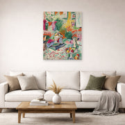 Unframed poster print of Henri Matisse's Interior with a Girl Reading displayed in a living room, view 2