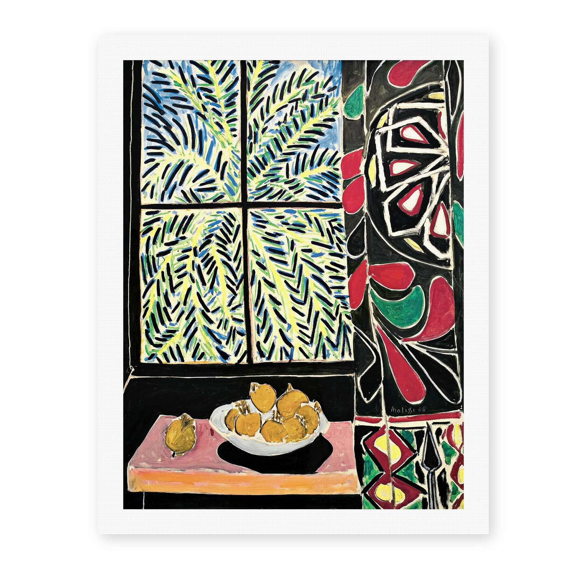 Henri Matisse's Interior with an Egyptian Curtain painting reproduced as a rolled canvas print