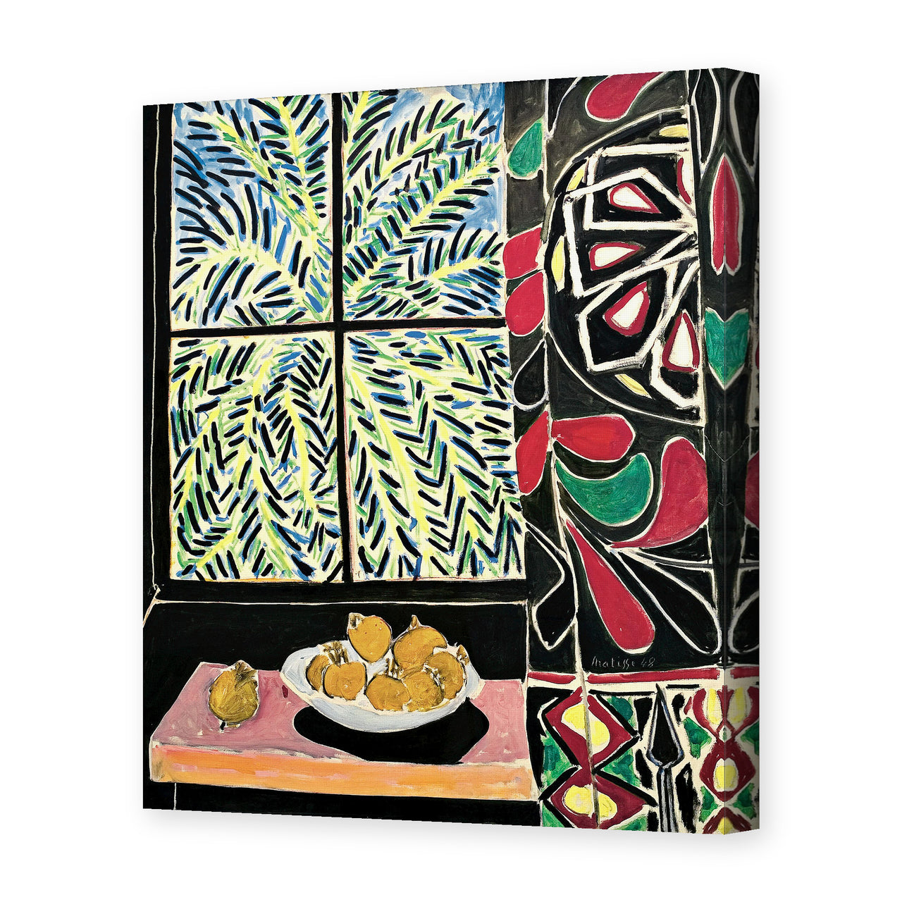 Henri Matisse's Interior with an Egyptian Curtain painting reproduced as a gallery-wrapped canvas print
