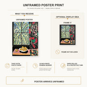 Henri Matisse - Interior with an Egyptian Curtain poster print size comparison display infographic