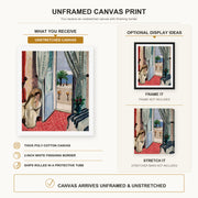Henri Matisse - Interior at Nice Room at the Hotel Mediterranee canvas print size comparison and framing display infographic