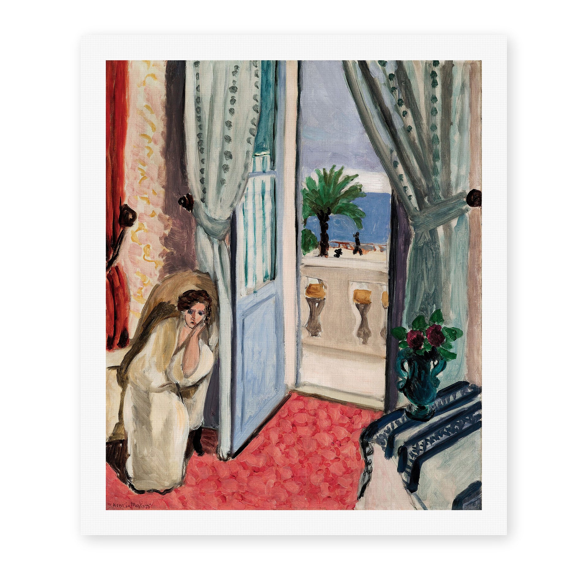Henri Matisse's Interior at Nice Room at the Hotel Mediterranee painting reproduced as a rolled canvas print