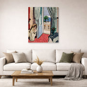 Gallery-wrapped canvas print of Henri Matisse's Interior at Nice Room at the Hotel Mediterranee hanging in a living room, view 2