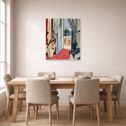 Unframed poster print of Henri Matisse's Interior at Nice Room at the Hotel Mediterranee displayed on a dining room wall