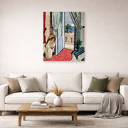 Unframed poster print of Henri Matisse's Interior at Nice Room at the Hotel Mediterranee displayed in a living room, view 2