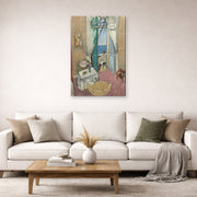 Gallery-wrapped canvas print of Henri Matisse's Interior at Nice hanging in a living room, view 2