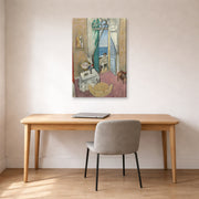 Gallery-wrapped canvas print of Henri Matisse's Interior at Nice hanging in a home office