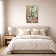 Unframed poster print of Henri Matisse's Interior at Nice displayed above a bed in a bedroom