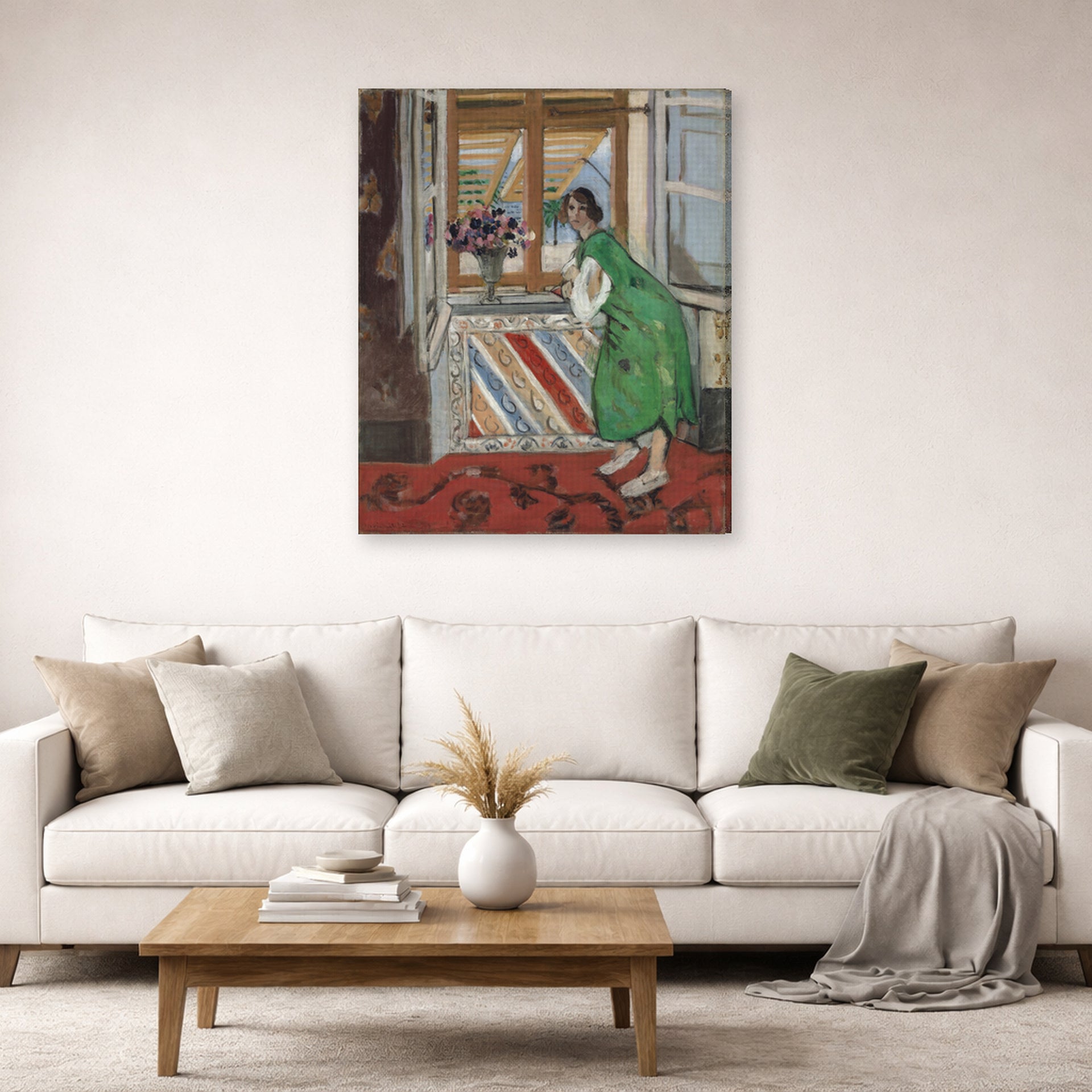 Gallery-wrapped canvas print of Henri Matisse's Jeune Fille a La Mauresque hanging in a living room, view 2