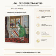 Henri Matisse - Jeune Fille a La Mauresque gallery wrap canvas construction and hanging details infographic