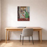 Unframed poster print of Henri Matisse's Jeune Fille a La Mauresque displayed in a home office