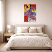 Gallery-wrapped canvas print of Henri Matisse's L'Asie (Asia) hanging above a bed in a bedroom