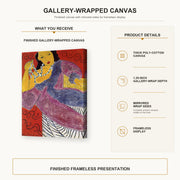 Henri Matisse - L'Asie (Asia) gallery wrap canvas construction and hanging details infographic