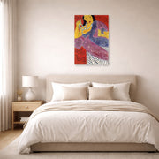 Unframed poster print of Henri Matisse's L'Asie (Asia) displayed above a bed in a bedroom