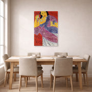Unframed poster print of Henri Matisse's L'Asie (Asia) displayed on a dining room wall
