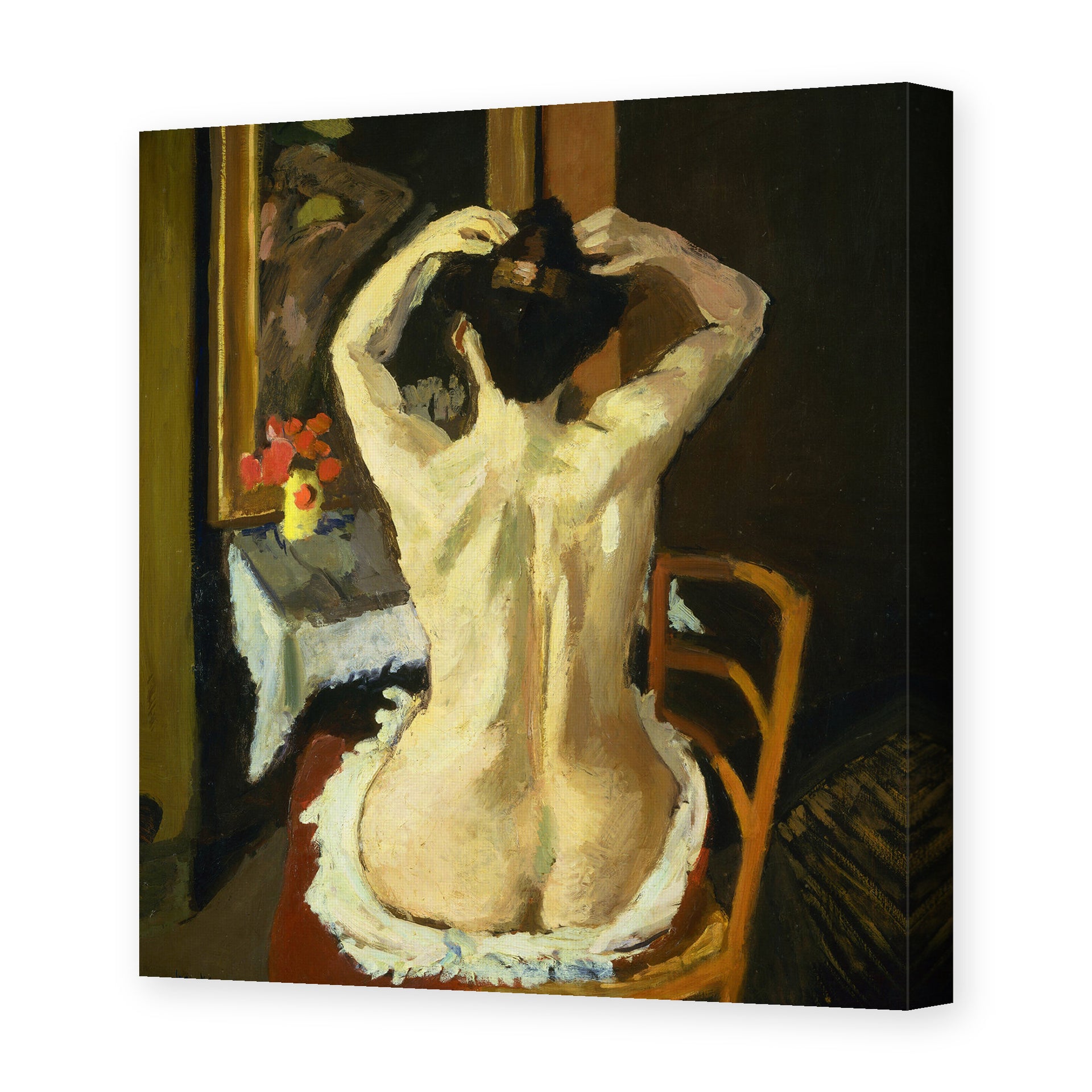 Henri Matisse's La Coiffure painting reproduced as a gallery-wrapped canvas print
